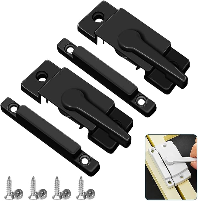 Sliding Window Sash Locks Black ZUONAI 2 Pack Cam Sash Locks for Double Hung Window Latch Lock Security Vinyl Window Sash Lock and Keeper Replacement for Vertical and Horizontal Sliding Windows