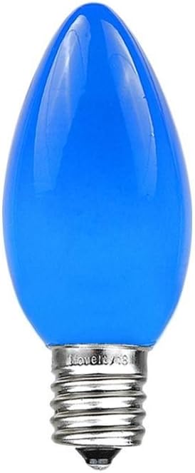 Novelty Lights 500 Case C7 Outdoor Ceramic Christmas Replacement Bulbs, Blue, C7/E12 Candelabra Base, 5 Watt