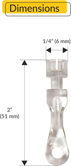 Brixwell Tilter Stem for Cordless 2" Faux Wood Blinds, Clear Finish, Plastic Material, Window Hardware Replacement for Cordless Blind Parts, 2" Length, 1/4" Width, Pack of 2
