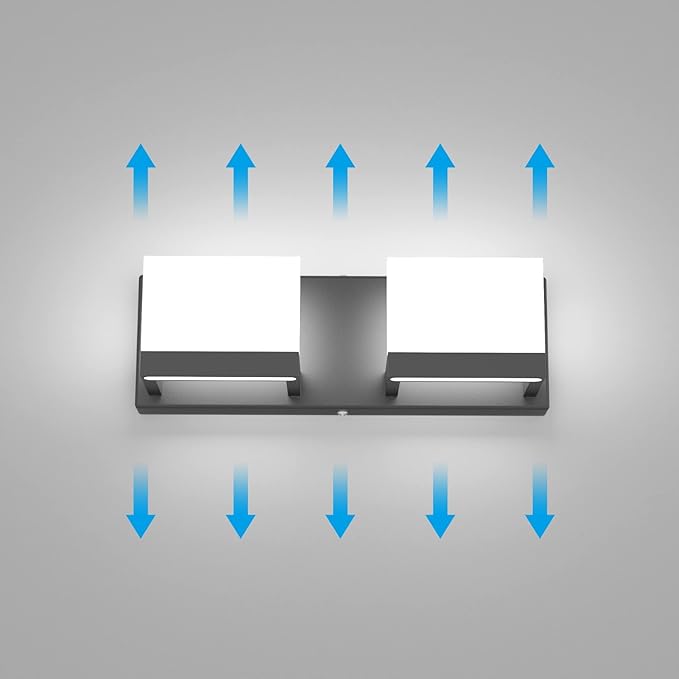 Tipace LED Dimmable Bathroom Vanity Light - 2 Lights Frosted White Acrylic Up and Down Fixture Over Mirror (6000K)