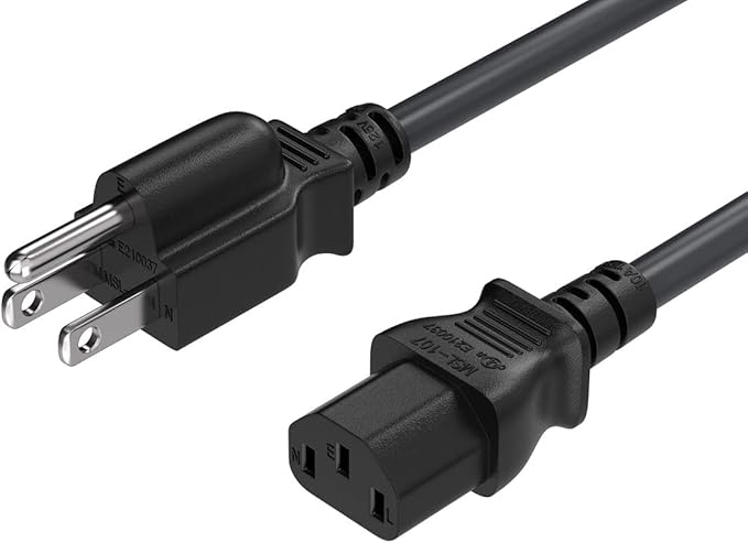 CableLeader 18 AWG Universal Power Cord IEC320 C13 to NEMA 5-15P, Extension Power Cord, Compatible with Computers, Monitors, Printers & TVs (Black, 7ft)