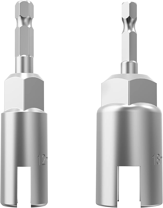 2 Pack 1/4" Hex Shank，Power Wing Nut Driver Set,Slot Wing nuts Drill Bit Socket Wrenches Tools Set, Drills Bits for Panel Nuts screws eye C hook bolt (2 Pack 2 Size （12mm,18mm）)