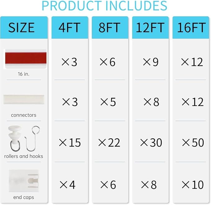 Self Adhesive Ceiling Or Wall Curtain Track No Drill Curtain Rod 8FT/96Inch, No Damage Curtain Track Hangers, For Windows Cabinet Closet Bathroom Shower Curtain (8FT)