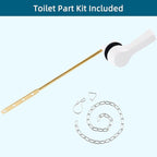 Hygie Rinse Metal Toilet Handle Lever Flush Replacement, Universal Front Mount Toilet Handle with Stainless Steel Flapper Chains, Toilet Repair Kit, White