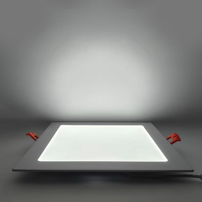 Square 8 Inch LED Recessed Light,18W 6000k Daylight,No Dimmable,4Pack Ultra Thin LED Recessed Lighting with J-Box. 8" Recessed Ceiling Wafer Canless Fixtures .Slim Can-Killer Lights,CRl90+