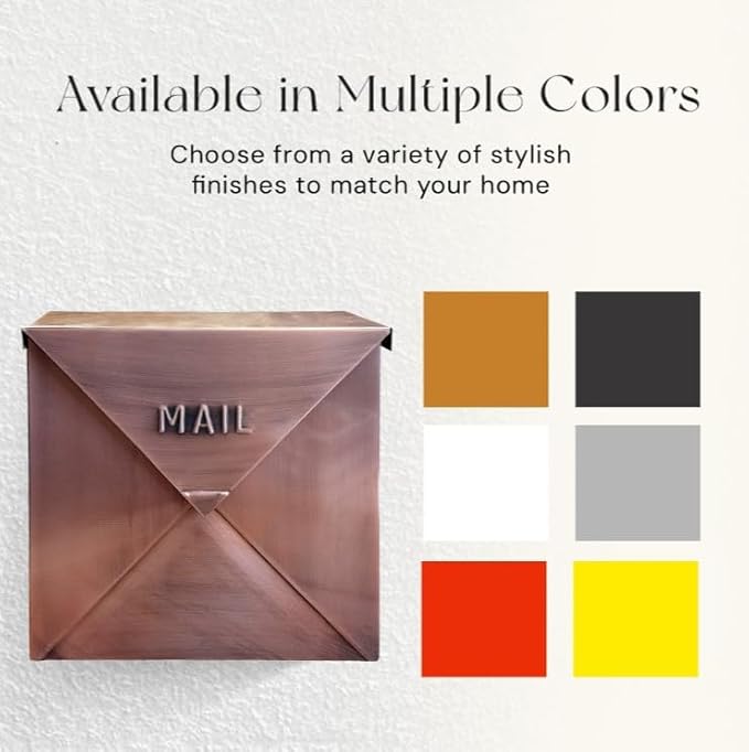 NACH Mailboxes for Outside Wall Mount, 10 x 10 x 4 inch Antique Copper Mail Boxes for House Outside, Waterproof Mailboxes for Outside - Chicago Style Mail Box