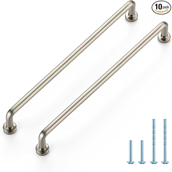 JOY DECOR Cabinet Pulls – 7-1/2 Inch Hole Center, Brushed Nickel, 10 Pack, Zinc Alloy Cabinet Handles for Drawers & Cupboard – Vintage Style Hardware for Kitchen, Bathroom, Dresser, Furniture Makeover