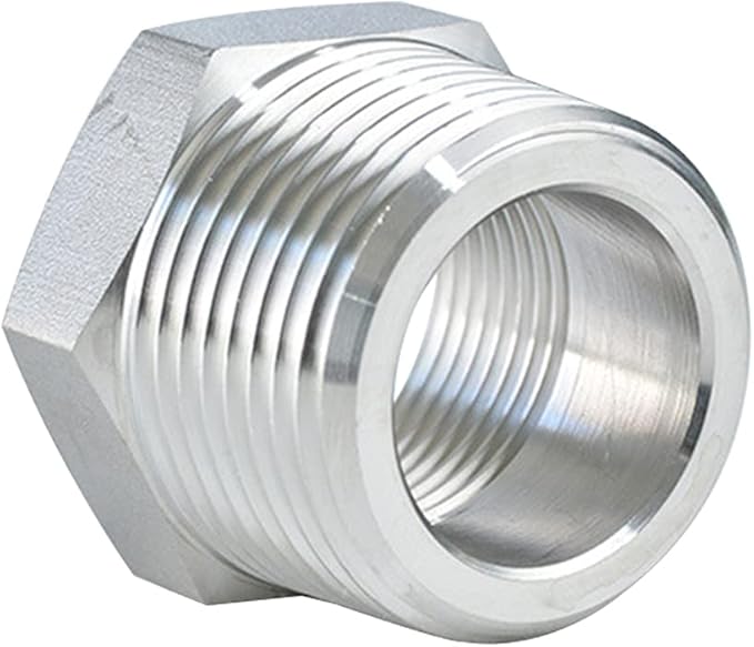 Joywayus Stainless Steel Hex Head Bushing Reducer Pipe Fitting 1/2 NPT Male × 1/8 NPT Female (Pack of 2)