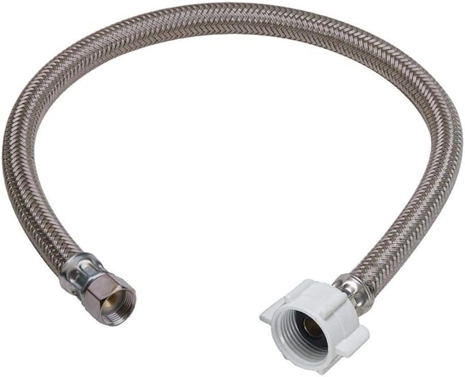 EZ-Fluid 9" Toilet Water Supply Connector, Braided Stainless Steel - 3/8“ Female Compression Thread x 7/8” Female Ballcock Thread 9-Inch Toilet Water Connectors Hose (1-PACK)