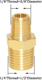 Joywayus 1/4" NPT Male × 1/8" NPT Male Brass Pipe Fitting Adapter