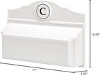 Whitehall Custom Wall Mount Mailbox Package - Mail Box with Monogram, Sand Cast Aluminum, Classic Design White Personalized in Black