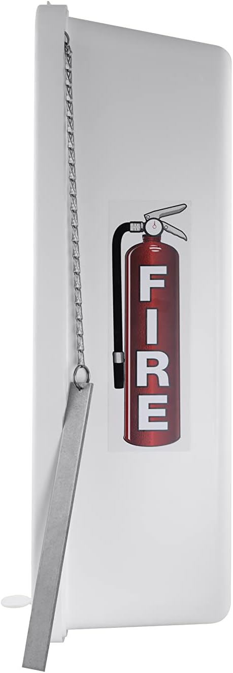 Fire Extinguisher Cabinet Fire Extinguisher Box Outdoor Fire Cabinet Mounted Fire Extinguisher Cabinet Fire Extinguisher Cover (White with Breaker Bar Attachment, Rx350, Plastic, 20 Pounds, 10, AKA1)