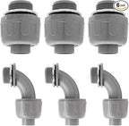 1" Liquid Tight Connector Non-Metallic Electrical Conduit Fittings, PVC Flexible Conduit Fittings, for Home Kitchen Bathroom Tube Tool Supplies UL Listed(Straight+90 Degree,6Pcs)