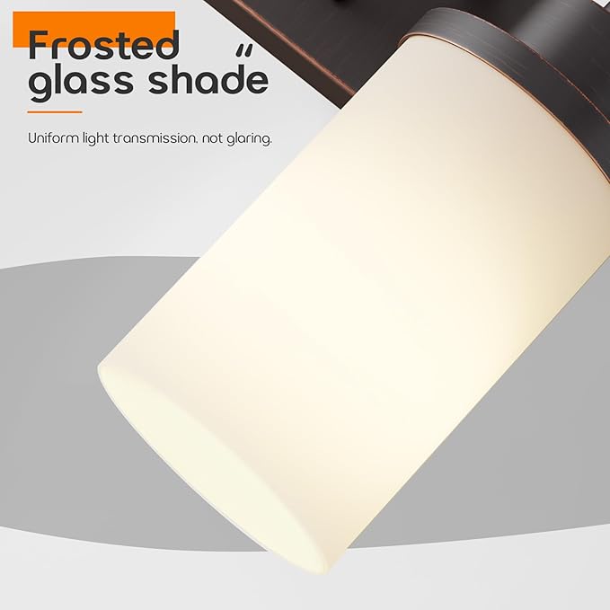 Wall Lights Over Mirror Bathroom Vanity Light Fixtures with White Frosted Glass, Double Wall Sconces for Hallway Entrance, Oil Rubbed Bronze T001ORB-L2