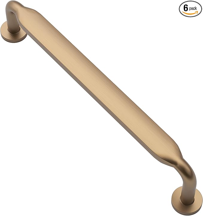 Alzassbg 6 Pack Champagne Bronze Cabinet Handles, 5 Inch(128mm) Hole Centers Arch Modern Cabinet Pulls Kitchen Cabinets Hardware for Cabinets and Drawers AL3503TGP