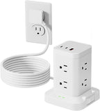 11-in-1 Power Strip Tower with Surge Protector 1800J, Fast Charging Tower PD20W USB-C Ports with 8 AC Outlets, 6ft Extension Cord for Home Office Dorm Room, White