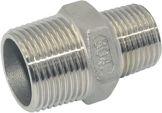 3/4" x 1/2" Male Threaded Reducing Nipple Fitting/Adapter, SS304 Stainless Steel NPT Pipe Hex Reducer