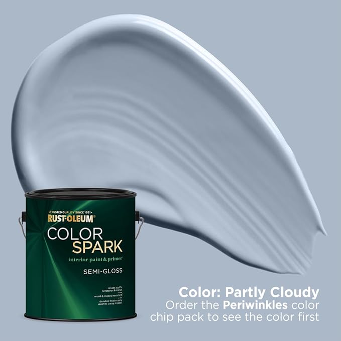 Rust-Oleum Color Spark Interior Paint and Primer in One, Semi-Gloss, Partly Cloudy, 1 Gallon