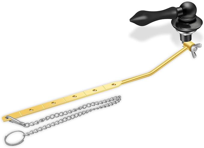 Boltigen Universal Toilet Flush Handle, Front Mount Lever, Fit Most Tanks, Zinc Alloy Black with Gasket and Flapper Chain