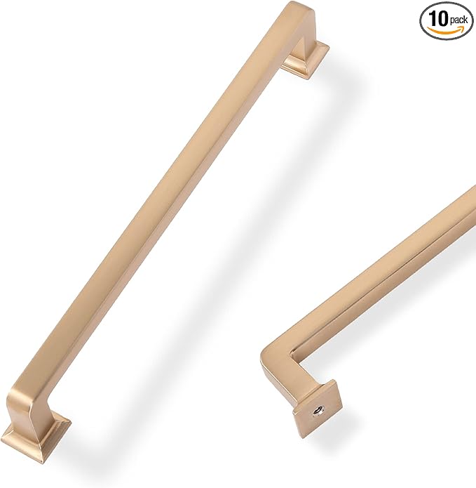 COTYKILEY 10 Pack 7 Inch(177mm) Champagne Copper Kitchen Cabinet Handles Brushed Brass Cabinet Pulls Cabinet Door Handles Gold Kitchen Cabinet Hardware Cupboard Drawer Pulls Dresser Handles