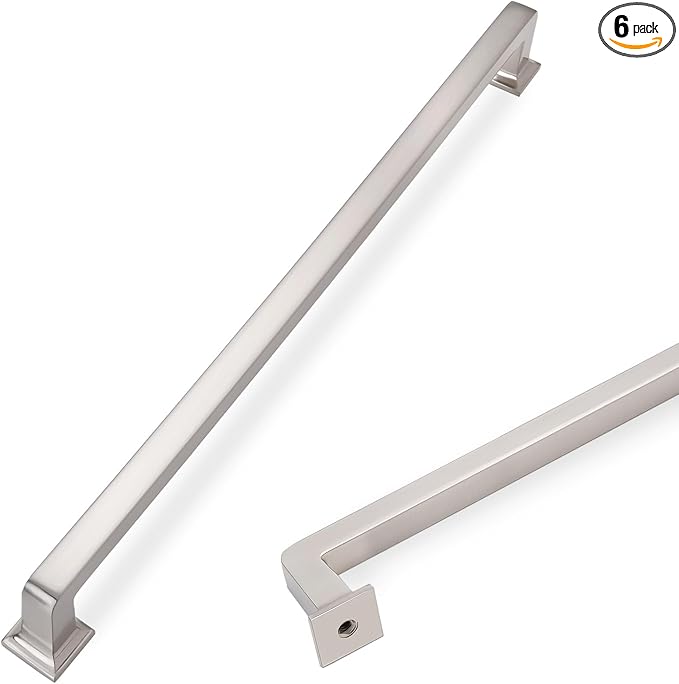 COTYKILEY 6 Pack 15 Inch(381mm) Brushed Satin Nickel Cabinet Handles Kitchen Cabinet Pulls Cabinet Door Handles Kitchen Cabinet Hardware Cupboard Drawer Pulls Dresser Handles