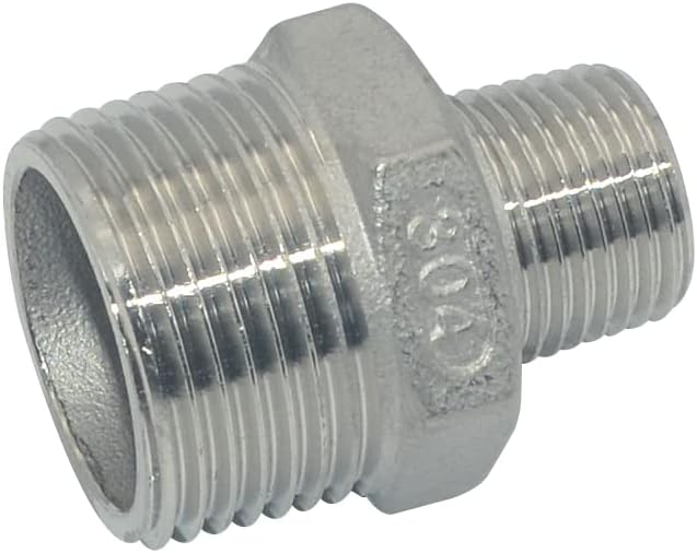 1" x 1/2" Male Threaded Reducing Nipple Fitting/Adapter,Stainless Steel SS304 NPT Pipe Hex Reducer