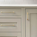 Goo-Ki 6 Pack Brushed Brass Cabinet Drawer Pulls, 5.04 Inch(128mm) c-c Solid Zinc Alloy Modern Bar Handles Dresser Pull Kitchen Hardware for Closet Wardrobe Cupboard Furniture, 9338TLS-128