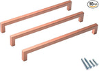 10 Pack Copper Cabinet Pulls 10 Inch Copper Red Drawer Pulls Square Cupboard Handles Wardrobe Handles Modern Stainless Steel Kitchen Cabinet Hardware
