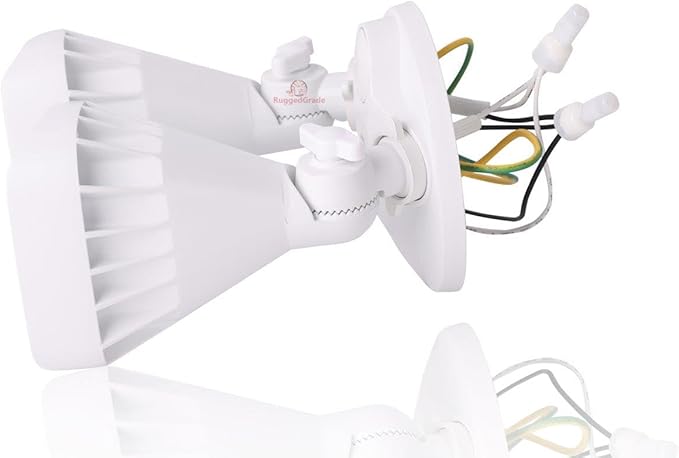 RuggedGrade 20W Turin II Series LED Adjustable Flood Light - 1,750 Lumens - 5000K Bright White - Square Heads - White Housing - Outdoor LED Light - DLC 5.1 Premium