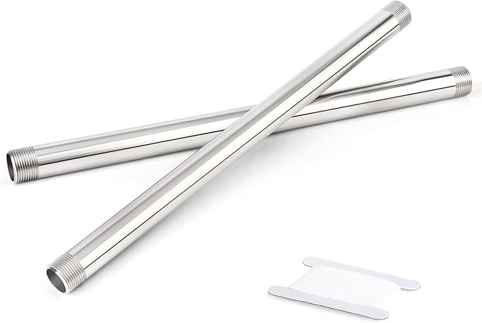 TAISHER 2PCS Stainless Steel Pipe Fittings, 1/2" NPT Male x 1/2" NPT Male Threaded, 16" Length Nipple Cast Pipe