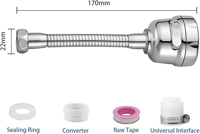 Kitchen Faucet Sprayer Attachment, Movable Faucet Extender for Kitchen Sink, 360° Rotatable Sink Faucet Head Anti-Splash Tap Booster Shower and Water Saving Faucet for Kitchen