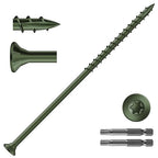 #10 x 5 Deck Screws (410Pcs) 10lb. Exterior Wood Screws. Carbon Steel, Green, Flat Head, Rust Resistant epoxy Coated, with T25 Star Bit