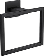 LANC Hand Towel Holder for Bathroom Wall Mount Matte Black Square Hand Towel Rings for Bathroom Hardware Accessories Kitchen Toilet SUS 304 Stainless Steel Shower Towel Hanger Racks, A8896MB