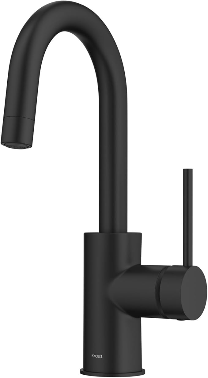KRAUS Oletto Single Handle Kitchen Bar Faucet with QuickDock Top Mount Installation Assembly in Matte Black, KPF-2600MB