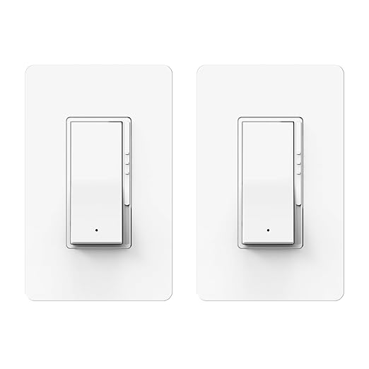 ThunderWay Digital Dimmer Light Switch, Single Pole/3-Way LED Slide Dimmer, for 300W Dimmable LED/CFL Lights and 700W Incandescent/Halogen, Wall Plate Included, 2 Pack, Matte White