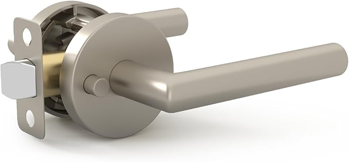 Mega Handles Ronn Privacy Lever & Lock Door Handle Set for Hallway, Closet and Bathroom, Keyless Lock, Heavy Duty Door Levers, Fits All Standard Door Sizes, Screws Included - Satin Nickel (1 Pack)