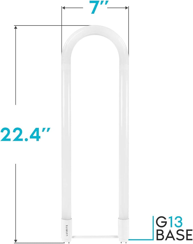 LUXRITE U Bend LED Tube Light, T8 T12, 18W (32W Equivalent), 3000K Soft White, 2000 Lumens, Fluorescent Light Tube Replacement, Direct or Ballast Bypass, DLC and ETL Listed, G13 Base (4 Pack)