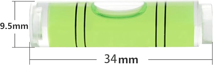 JYK Mini Cylindrical Level 20pcs, 9.5x34mm Small Horizontal Bubble Levels - Bubble Spirit Level Measuring Tools for Construction, DIY, and Layout