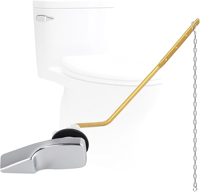 Universal Side Mount Metal Toilet Handle Replacement Kit Compatible with American Standard/Mansfield/Gerber/TOTO/Kohler Toilet, Toilet Tank Flusher Lever with Flapper Chain, Chrome