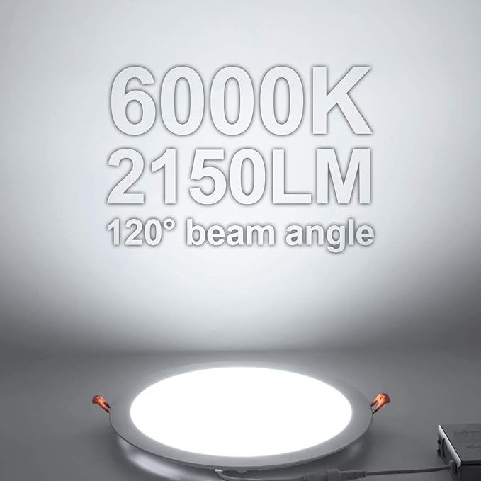 4Pack 11 Inch Ultra Thin LED Recessed Ceiling Light with Junction Box, 6000K Daylight, 24W 110V Eqv,Recessed Lighting, Slim No Dimmable Can-Killer Downlight,Canless Lights 2150LM High CRI80+