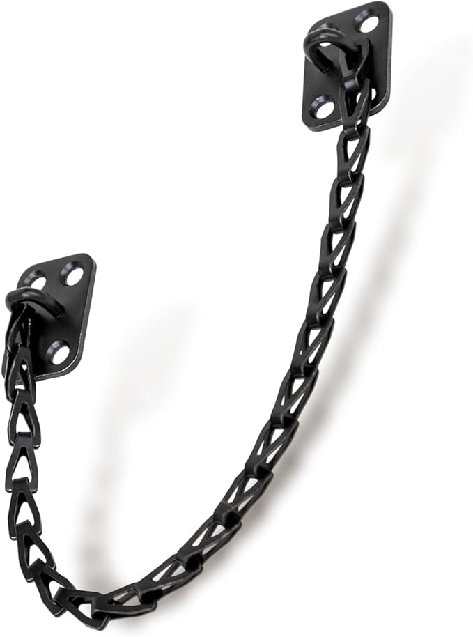 MEGA HANDLES Transom Door Chain 12-Inch, Door Chain Stopper for Transom Windows, Cabinet Door Restraint, Chain Lid Support, Durable Transom Window Hardware for Enhanced Safety - Matte Black