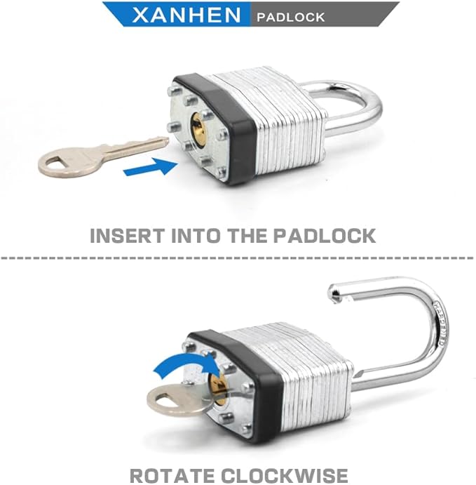 Keyed Alike Laminated Steel Padlocks with Normal Shackle for Sheds, Fences & Lockers (60-Pack)