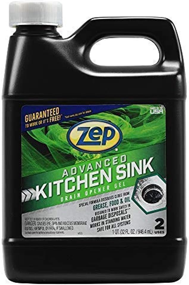 Zep Advanced Kitchen Drain Opener - 32 ounces - U49710 - Formulated for Grease, Food, and Oil-Safe for Garbage Disposal