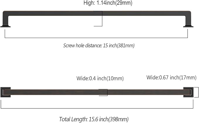 6 Pack 12.6"(320mm) Oil Rubbed Bronze Cabinet Pulls Kitchen Cabinet Handles Drawer Pulls Cupboard Hardware for Cabinets CK0078