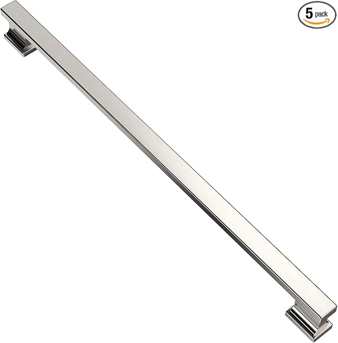 Alzassbg 5 Pack Brushed Satin Nickel Cabinet Pulls, 11-1/3 Inch(288mm) Hole Centers Kitchen Cabinet Handles for Cabinets and Drawers AL3061SN