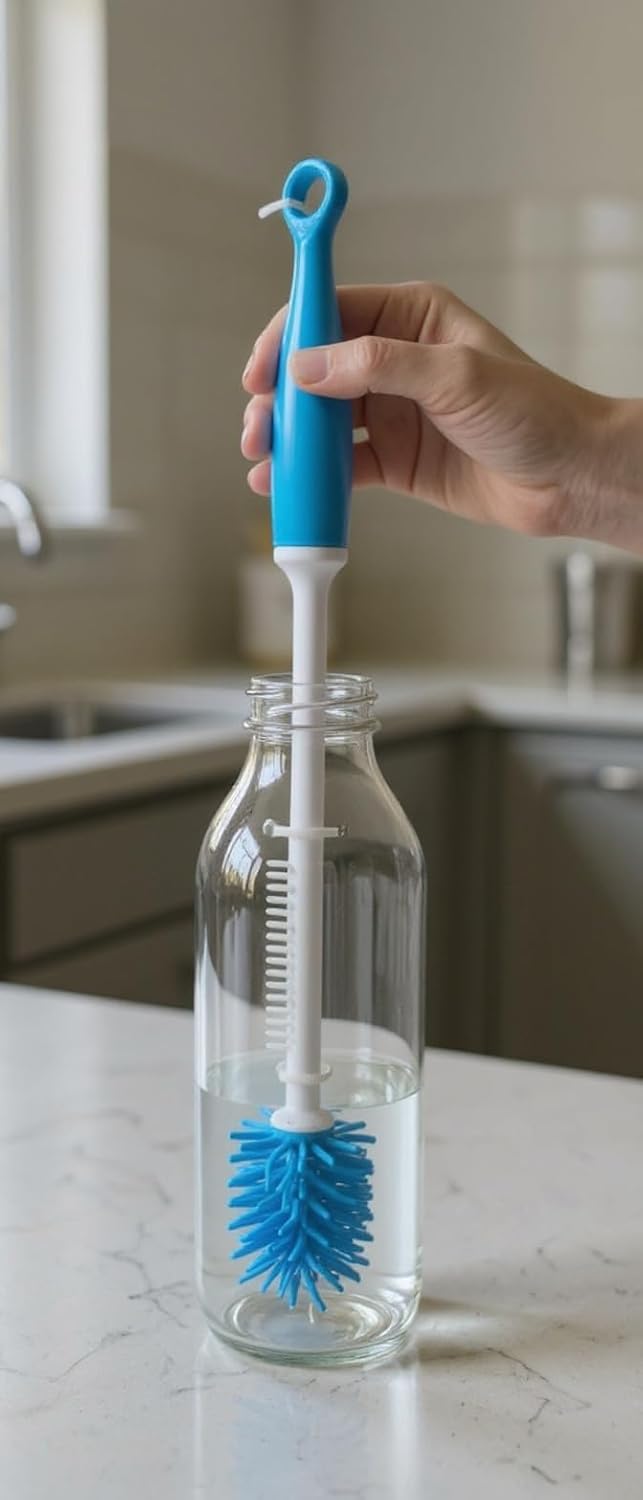 Bottle Brush Set 2-Pack – Cup & Flexible Straw Cleaning Brushes for Water Bottles, Tumblers, Reusable Straws, Baby Bottles & Narrow Glasses