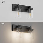 Aipsun Black Bathroom Light Fixtures Vintage Vanity Light for Bathroom Industrial Wall Sconce with Clear Glass Shade(Exclude Bulb)