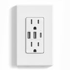 ELEGRP USB Outlets Receptacles, 3-Port Wall Outlet, 30W 6.0A Electrical Outlet, 15 Amp Tamper-Resistant Outlet with Type C Ports, UL Listed, Wall Plate Included, 1 Pack, Matte White