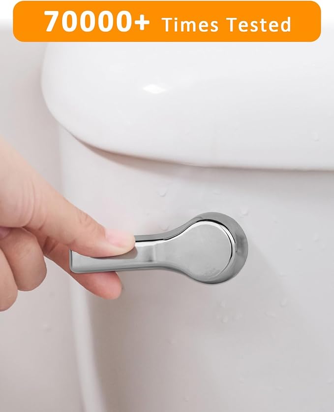 Toilet Handle Replacement Kit, 701 Universal Toilet Flush Handle, Zinc Alloy Toilet Tank Trip Lever with H2 Brass Arm Front-Mount, Repair Kit Fit for American Standard, Mansfield Toilet, Silver