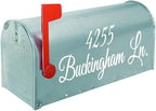 VWAQ Mailbox Address Decal Set of 2 - Insert Street Name & Address Personalized Decals CMB7 (White, 12" W X 4" H)